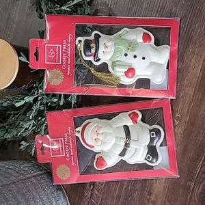 Lenox Cookie Press Ornaments (2) Snowman Santa NIB